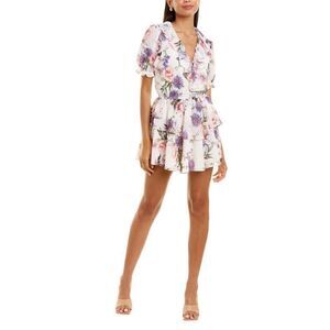 New Yumi Kim Floral Reese Mini Dress‎ Ivory Floral V-Neck Size S
